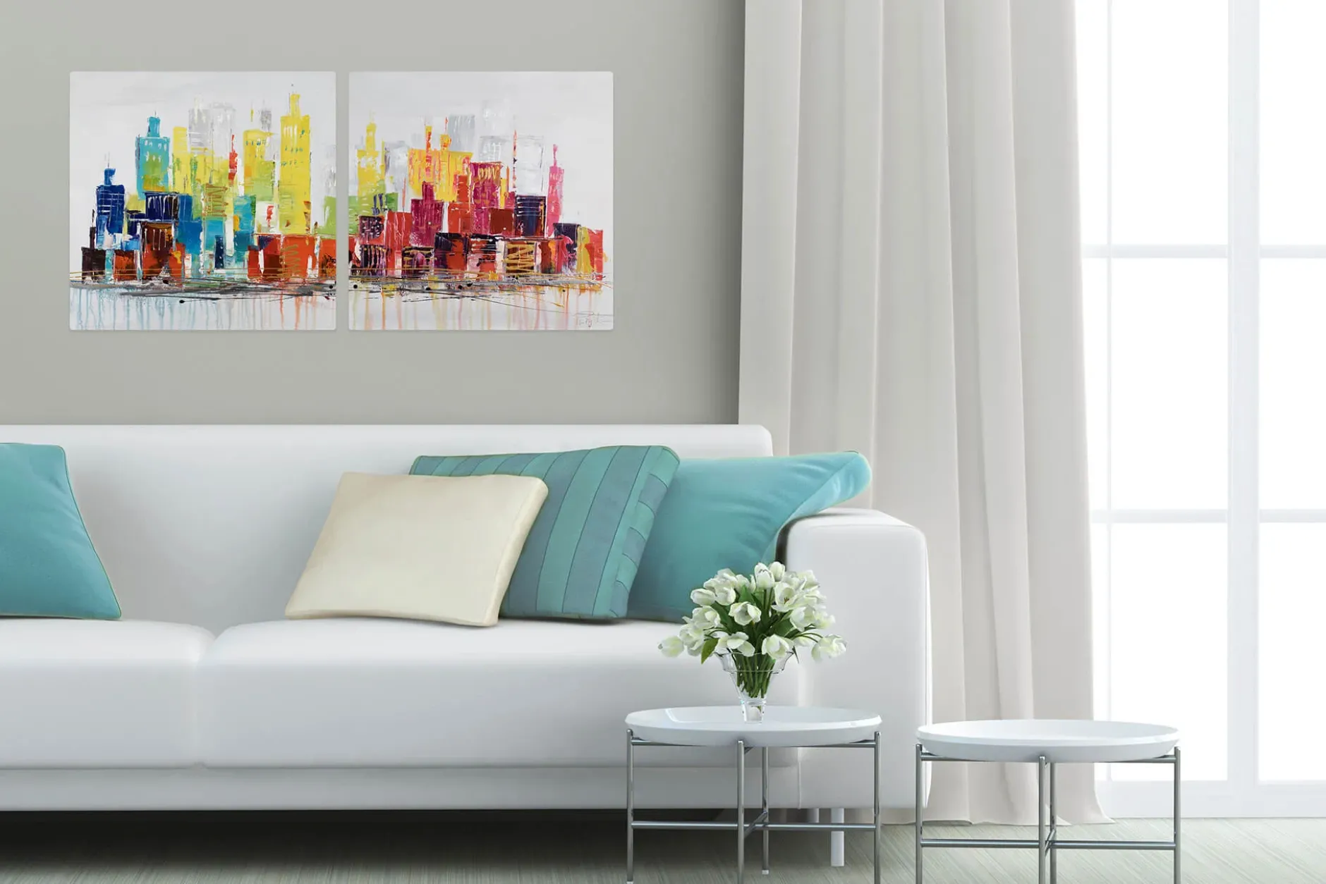 Acryl Gemälde 'City of Lights' 120x60cm