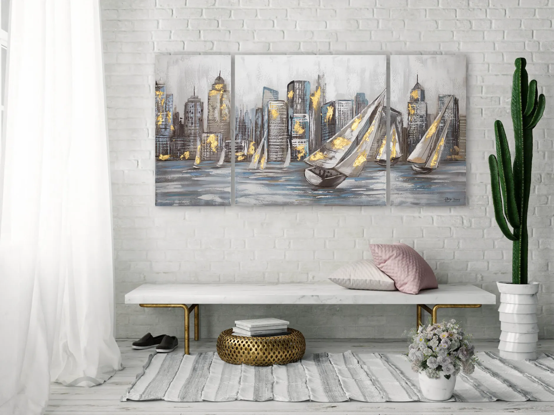 Acryl Gemälde 'Großer Aufbruch' 140x70cm