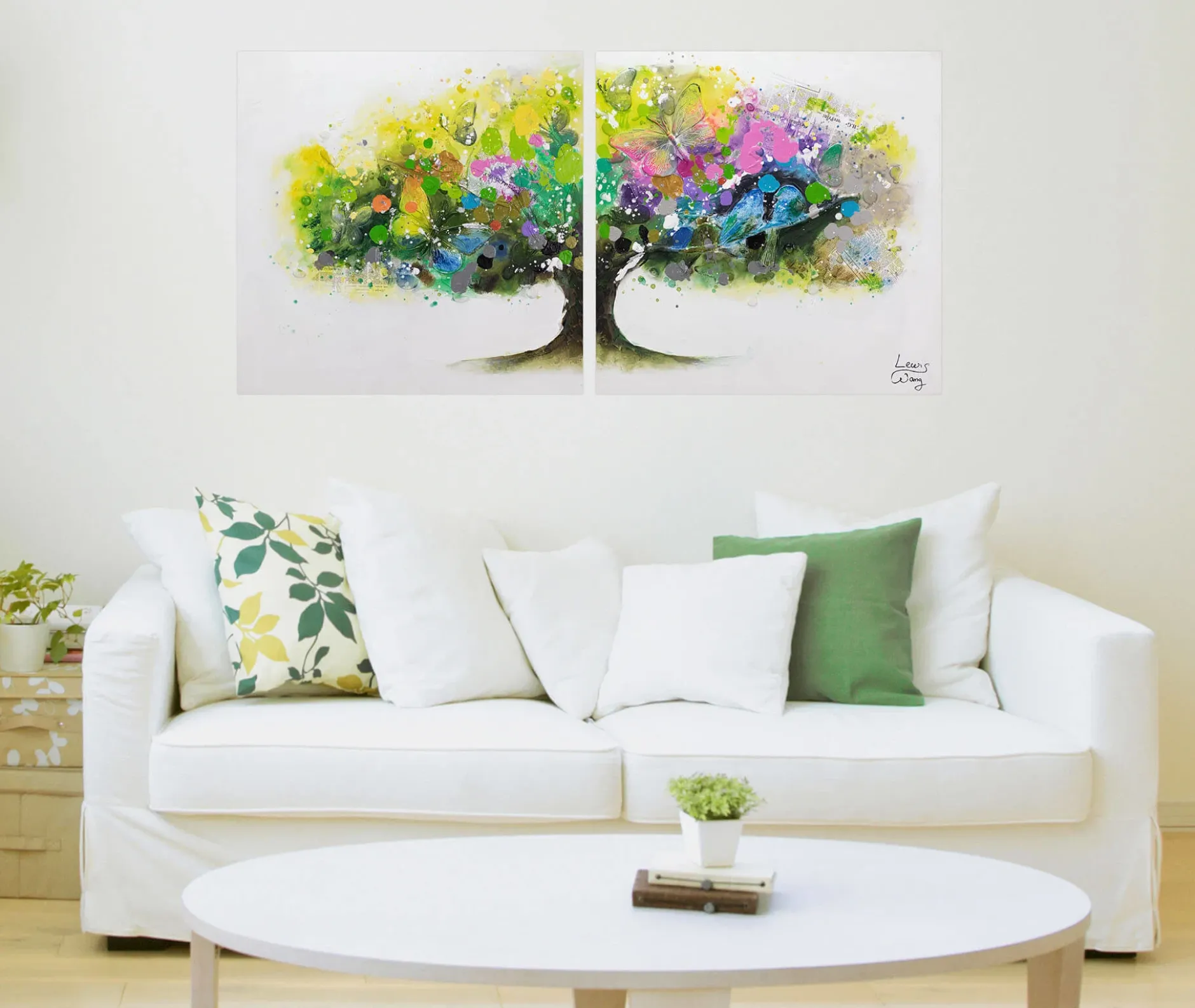 Acryl Gemälde 'Regenbogenbaum' 160x80cm