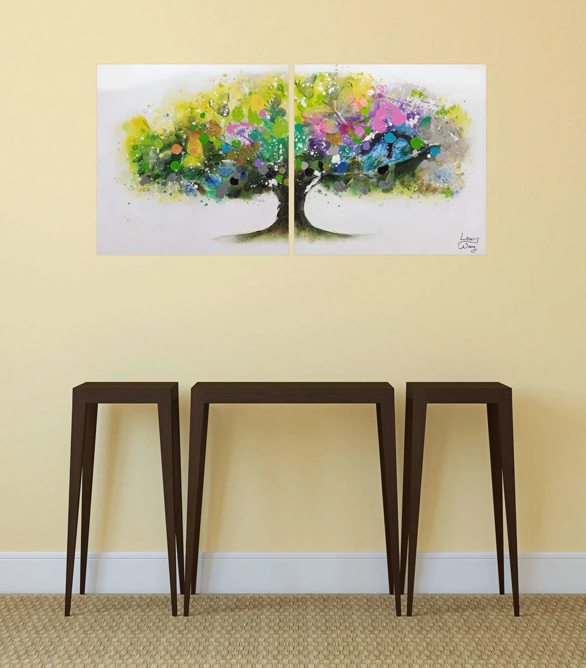 Acryl Gemälde 'Regenbogenbaum' 160x80cm