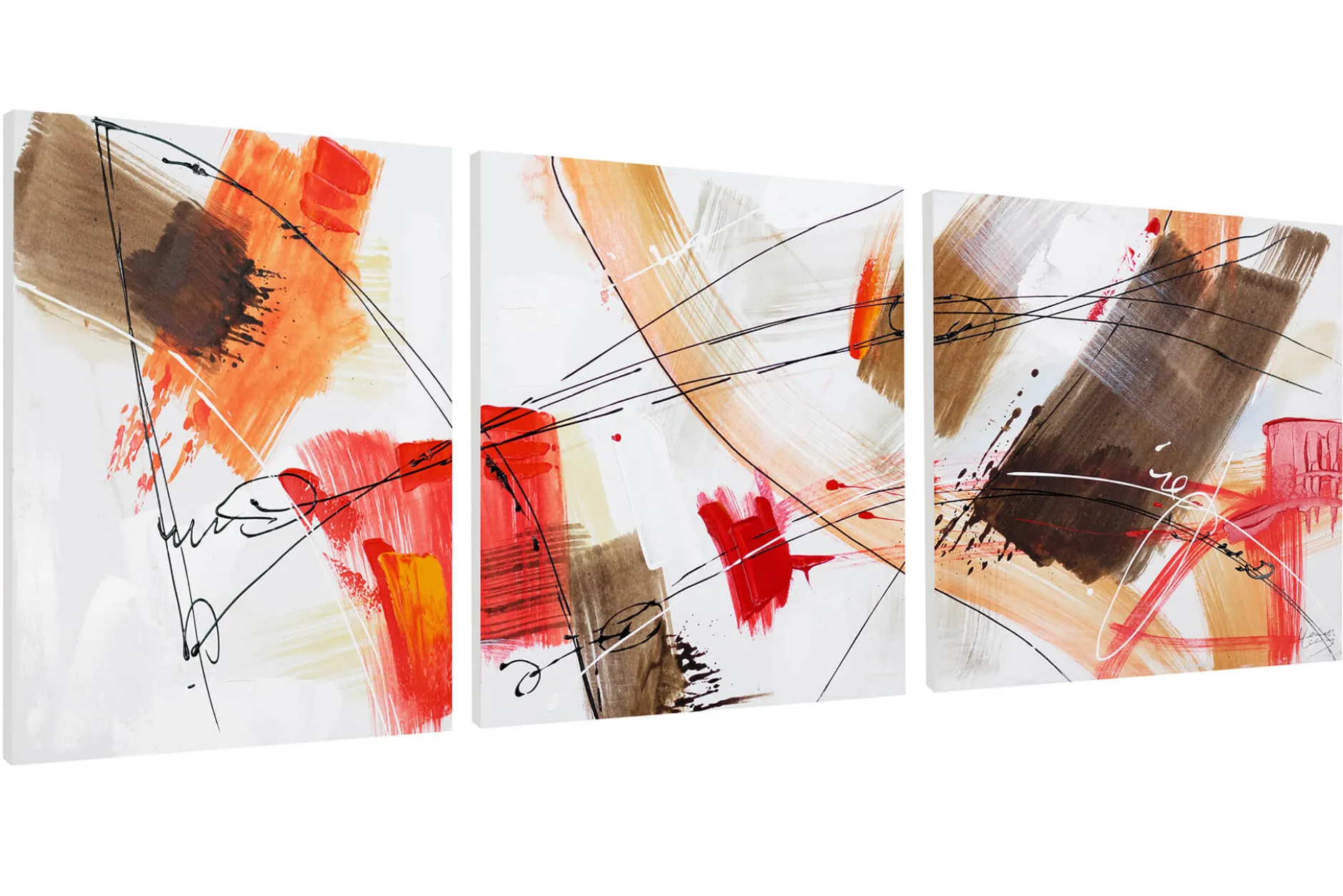 Acryl Gemälde 'Triple in Red' 150x50cm