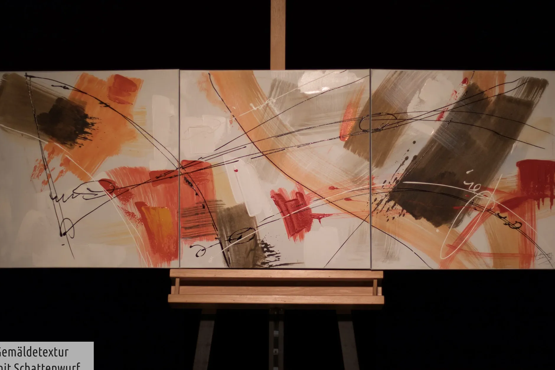 Acryl Gemälde 'Triple in Red' 150x50cm