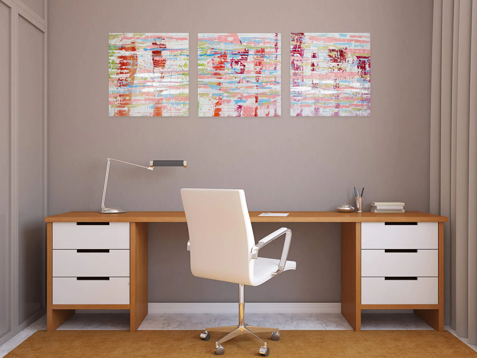 Acryl Gemälde 'Welt in Rosa' 150x50cm