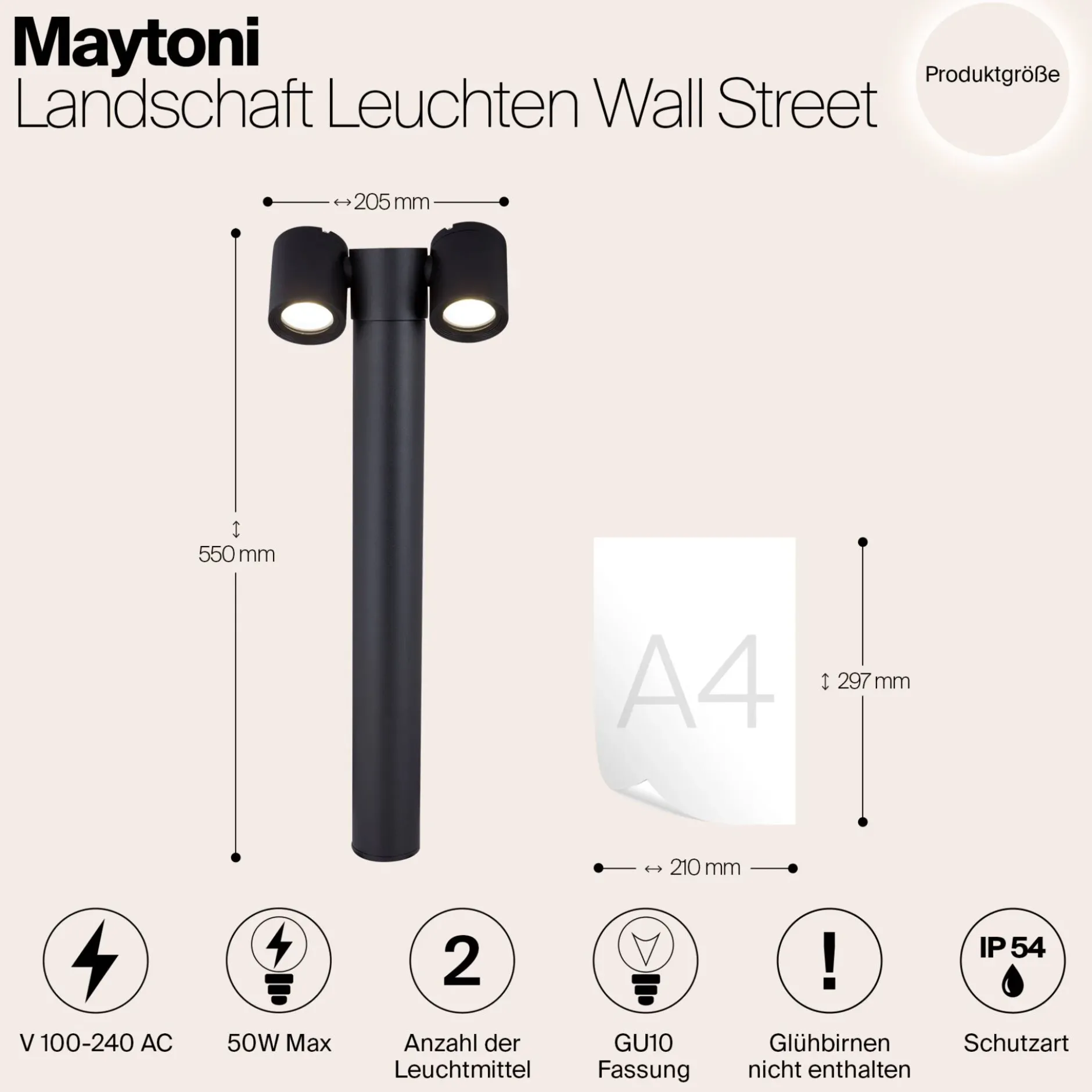 Außenlampe 'Wall Street 2'