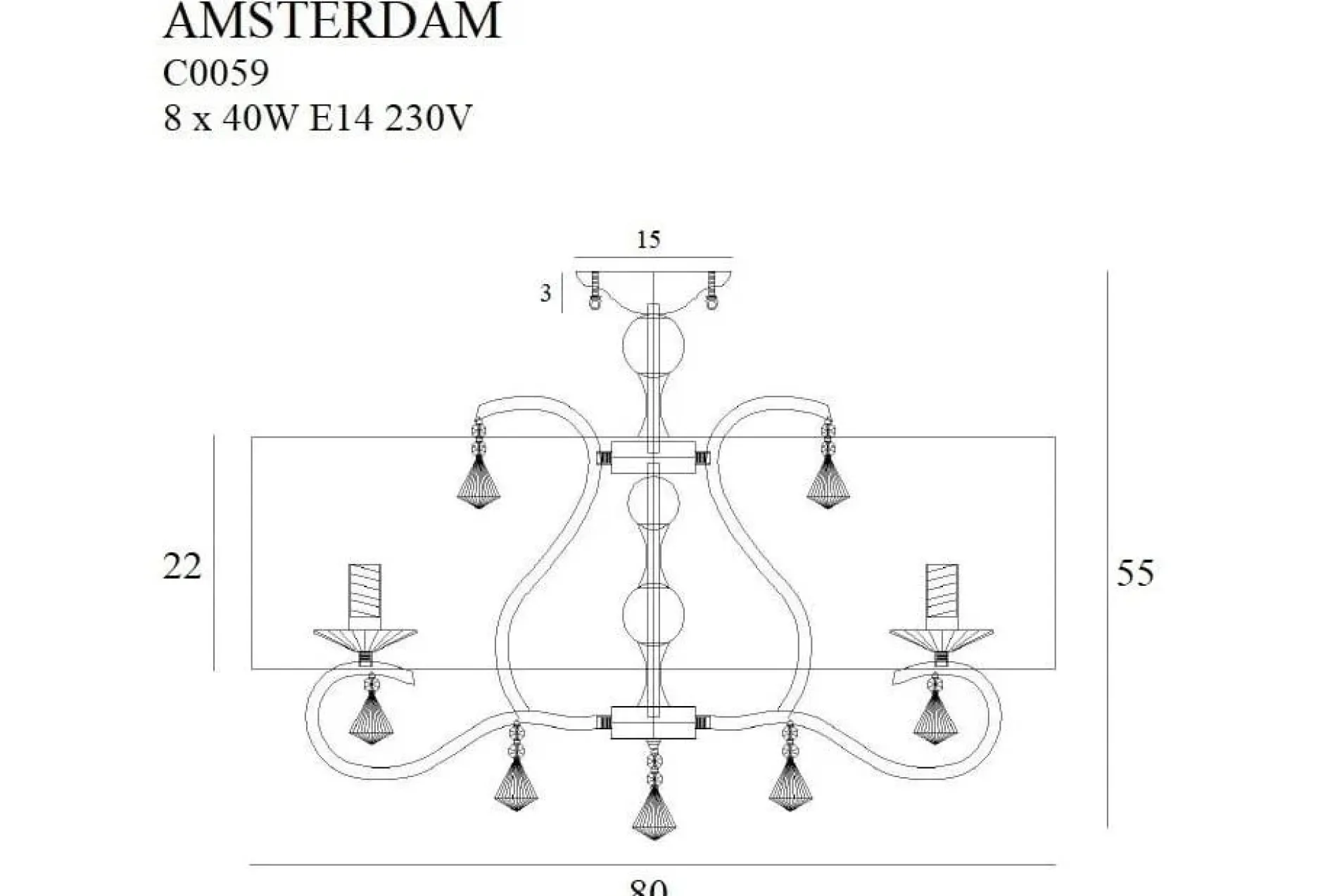 Deckenleuchte 'Amsterdam'