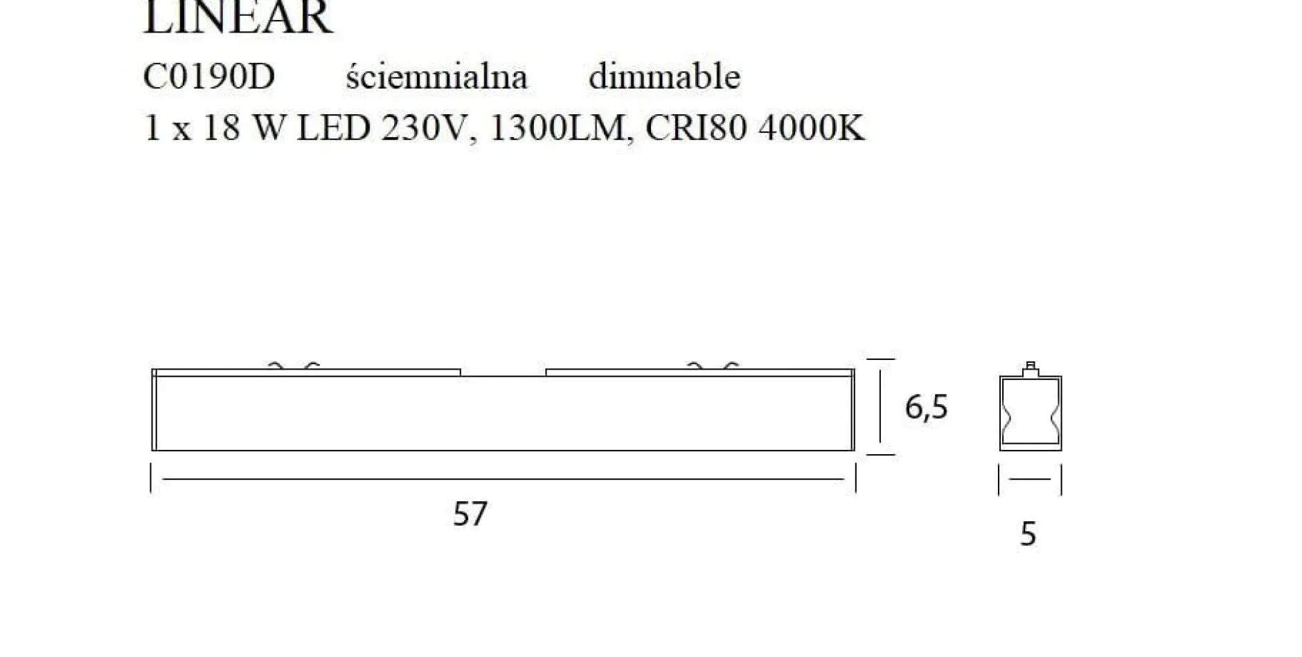 Deckenleuchte 'Linear Dimmable'