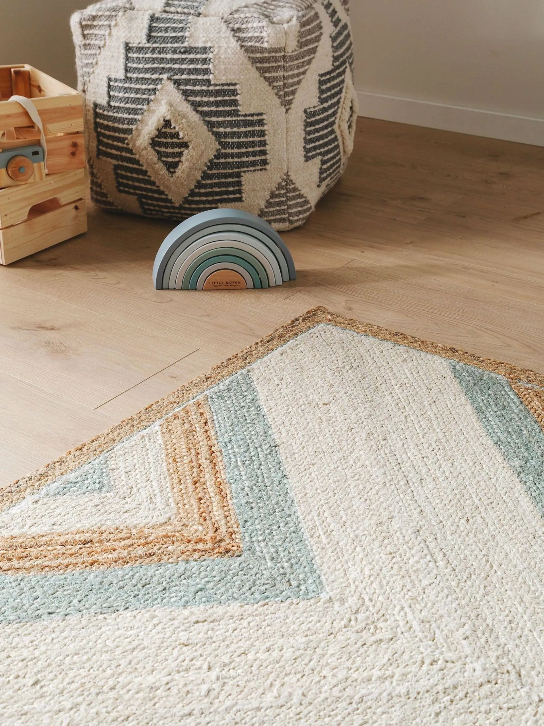 Design Kinderteppich Frieda Grün/Beige