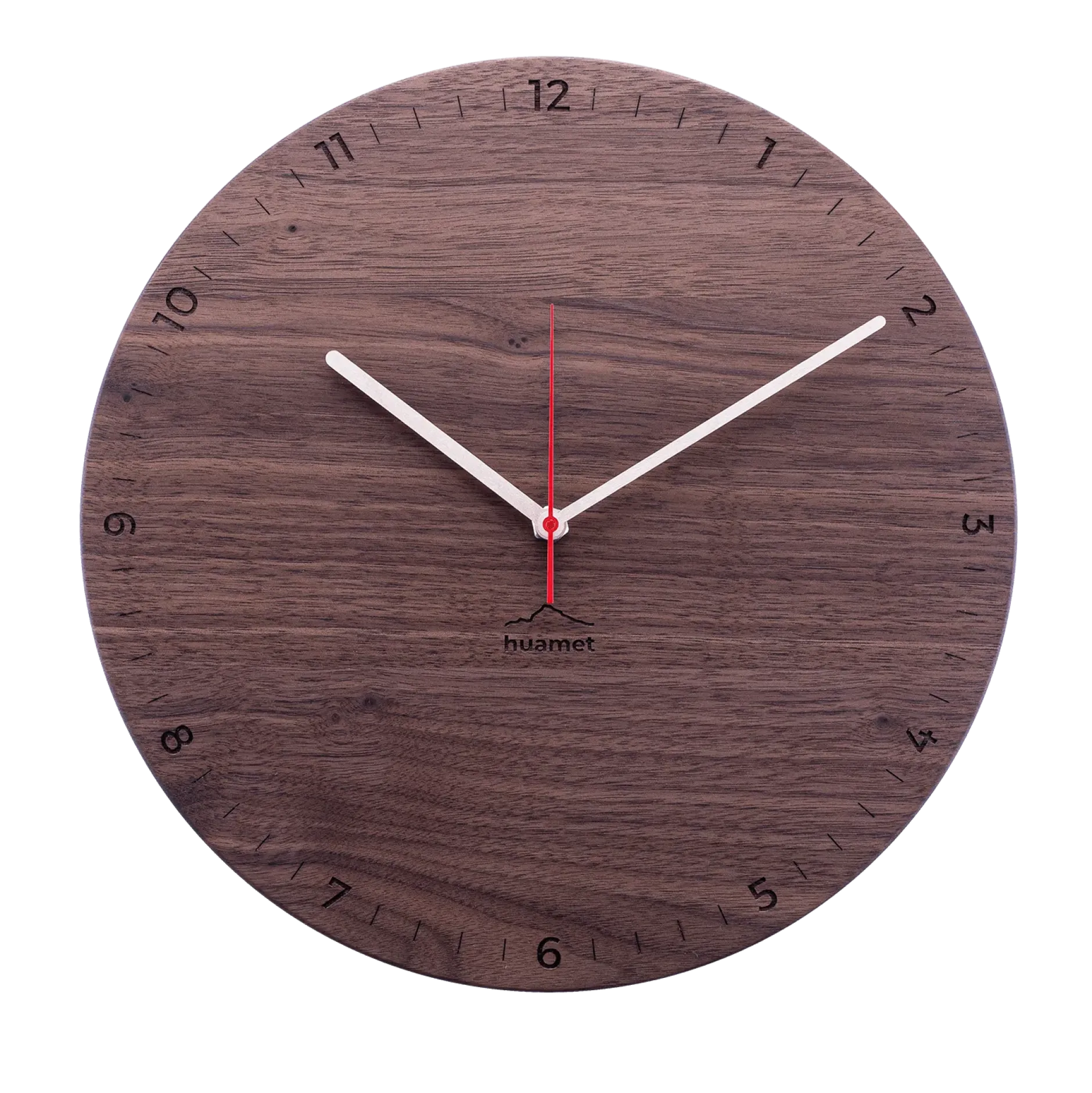 Design Wanduhr 'Bergtouhr Nuss rund'