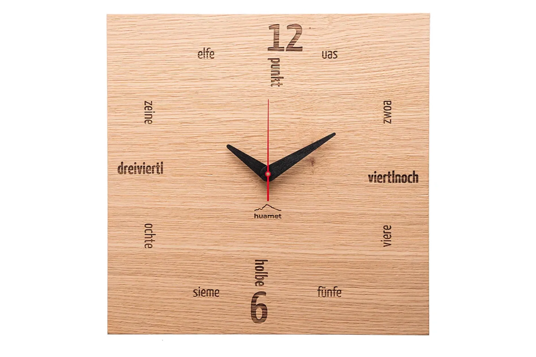 Design Wanduhr 'Kultuhr Eiche eckig'