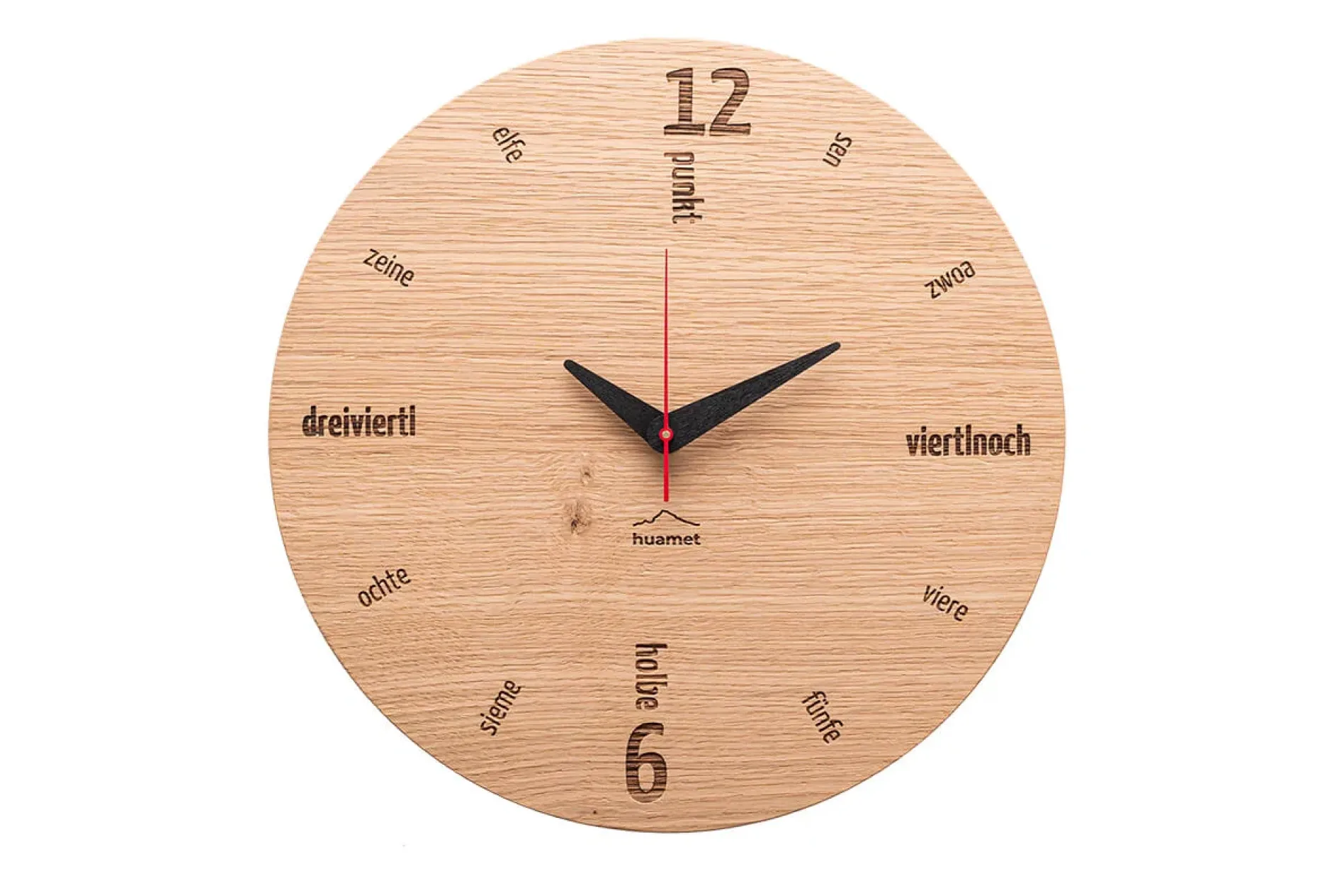 Design Wanduhr 'Kultuhr Eiche rund'