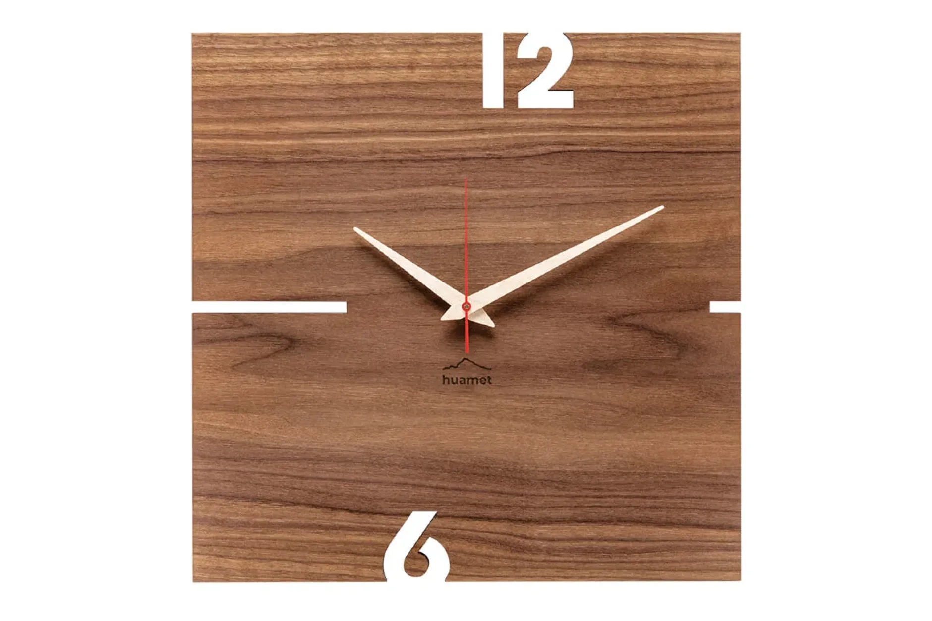 Design Wanduhr 'Puhr Nuss eckig'
