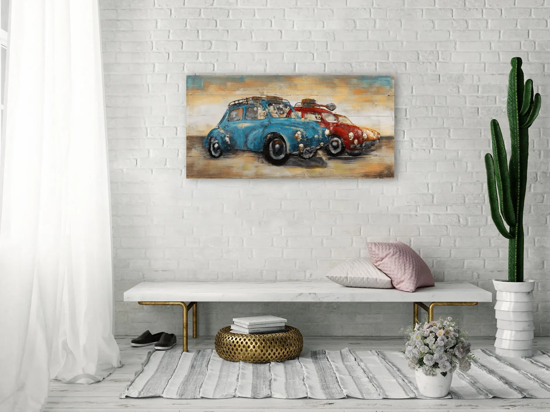 3D Wandbild 'Blue vs. Red' 100x50x6,5cm