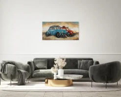 3D Wandbild 'Blue vs. Red' 100x50x6,5cm