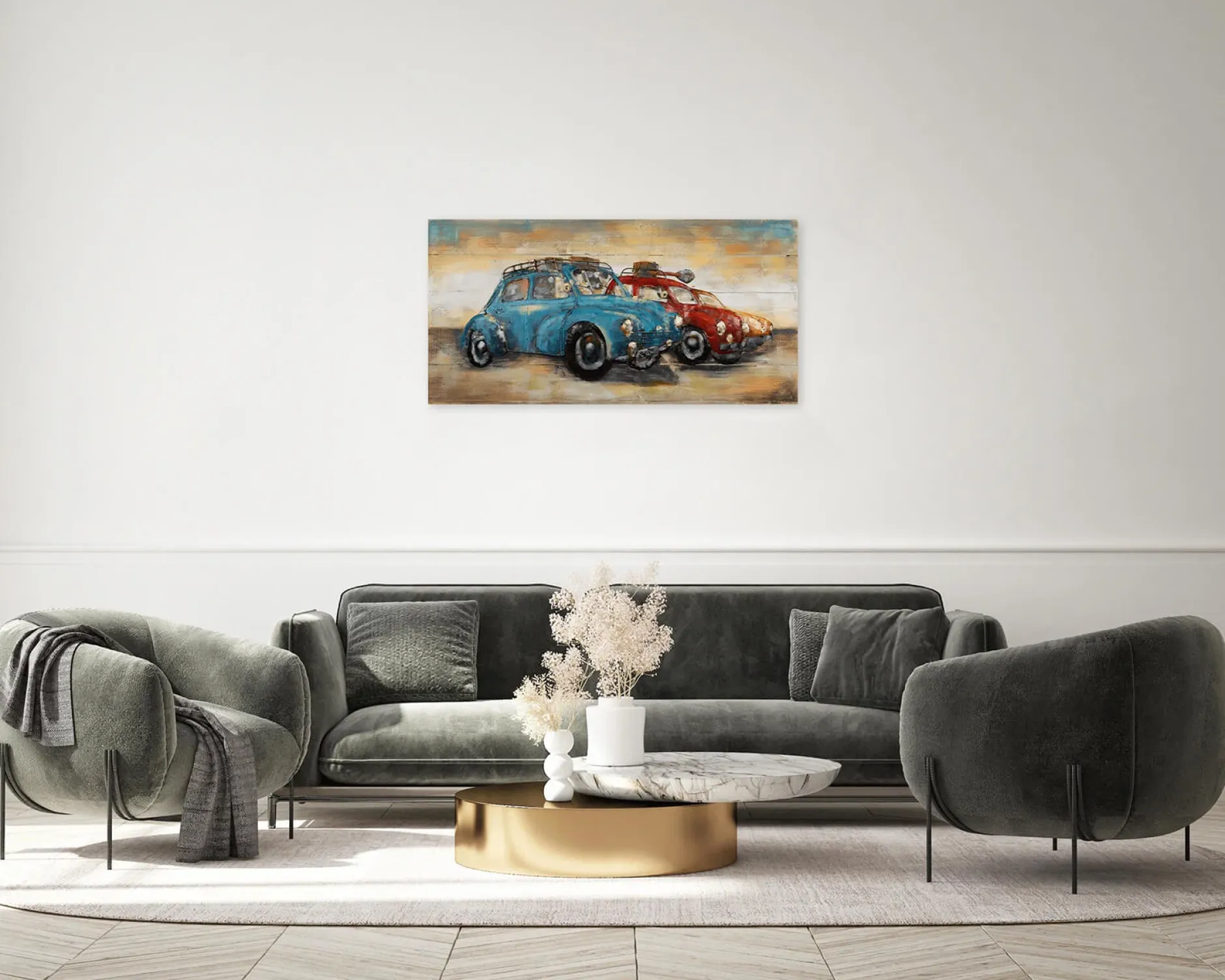 3D Wandbild 'Blue vs. Red' 100x50x6,5cm