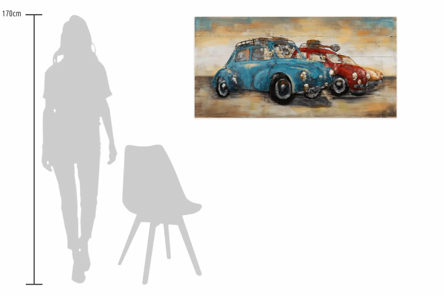 3D Wandbild 'Blue vs. Red' 100x50x6,5cm