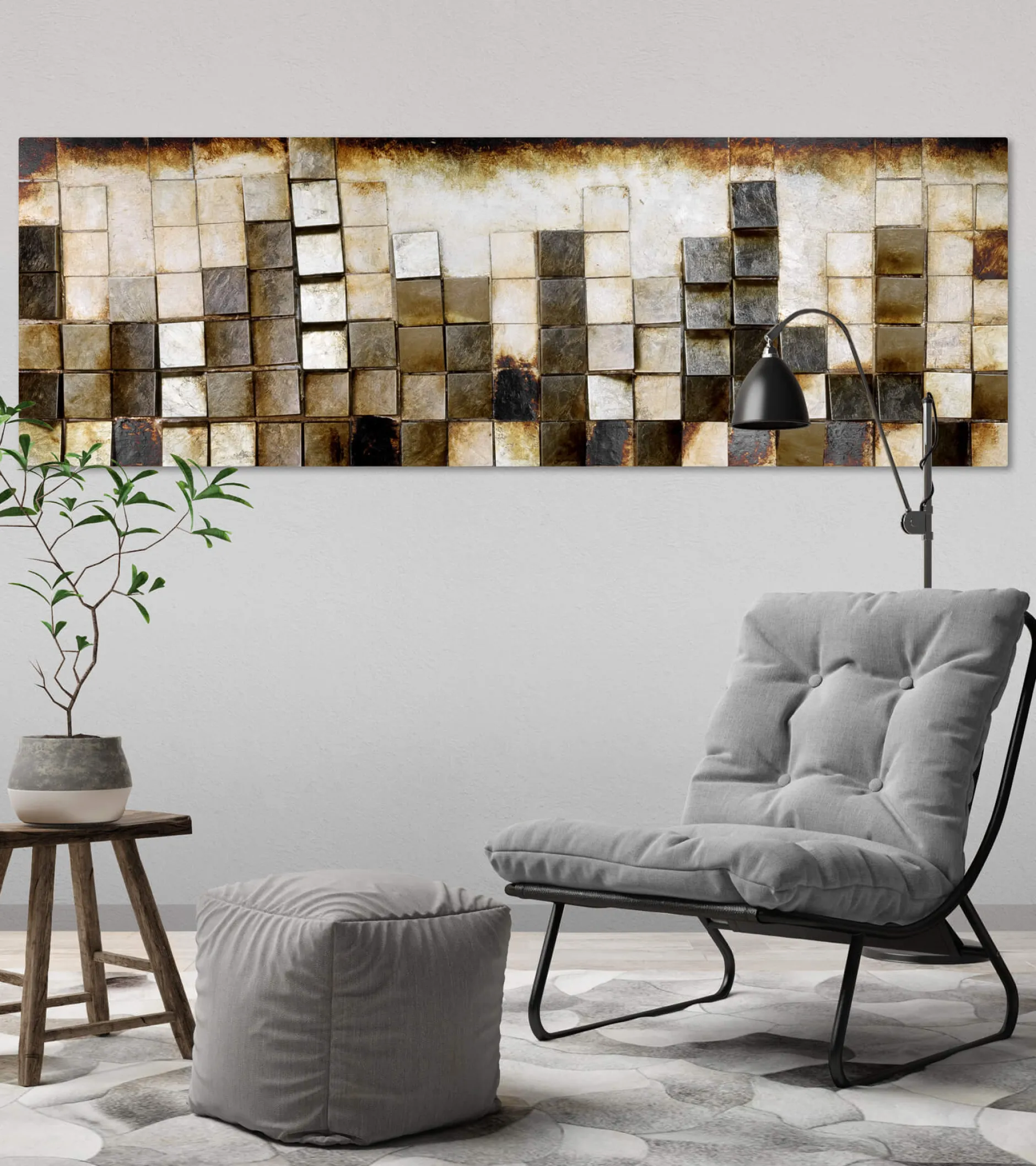 3D Wandbild 'Goldglanz im Zentrum' 144x43x7cm