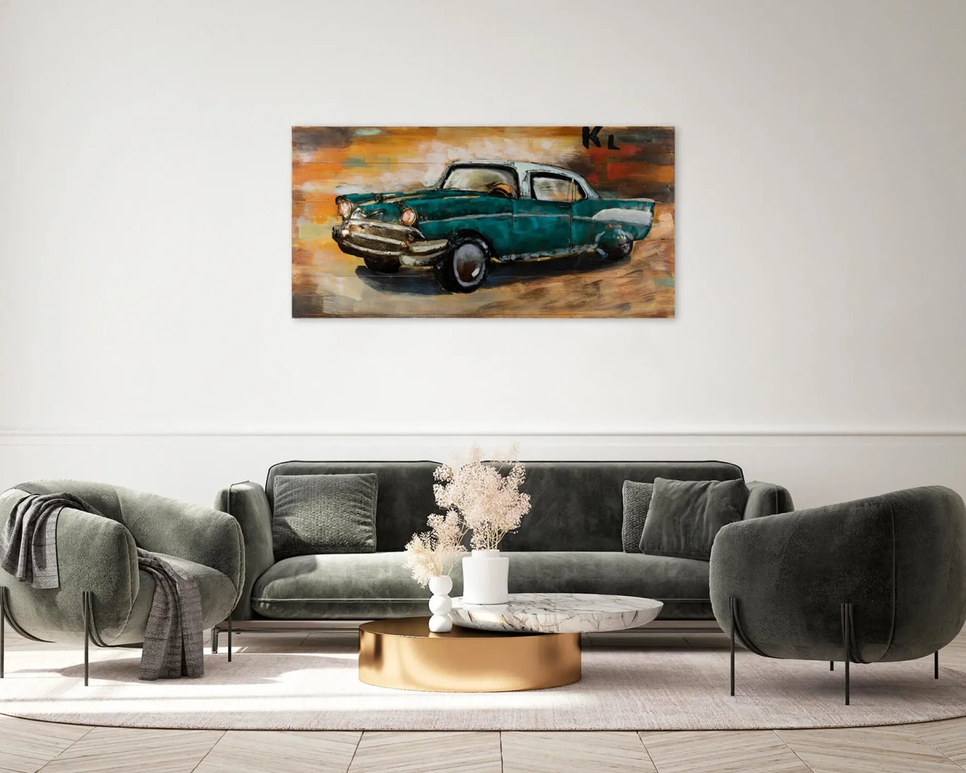 3D Wandbild 'Nostalgic Journey' 100x50x6,5cm