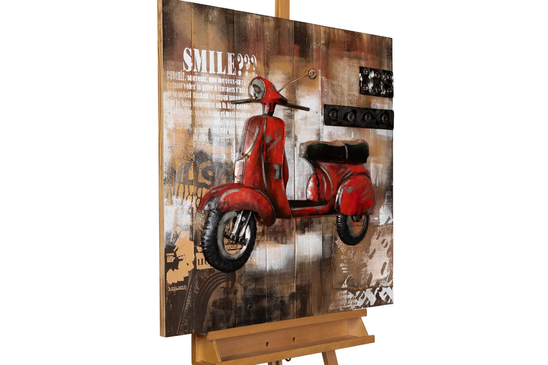 3D Wandbild 'Retro Motorroller' 80x80x6,5cm