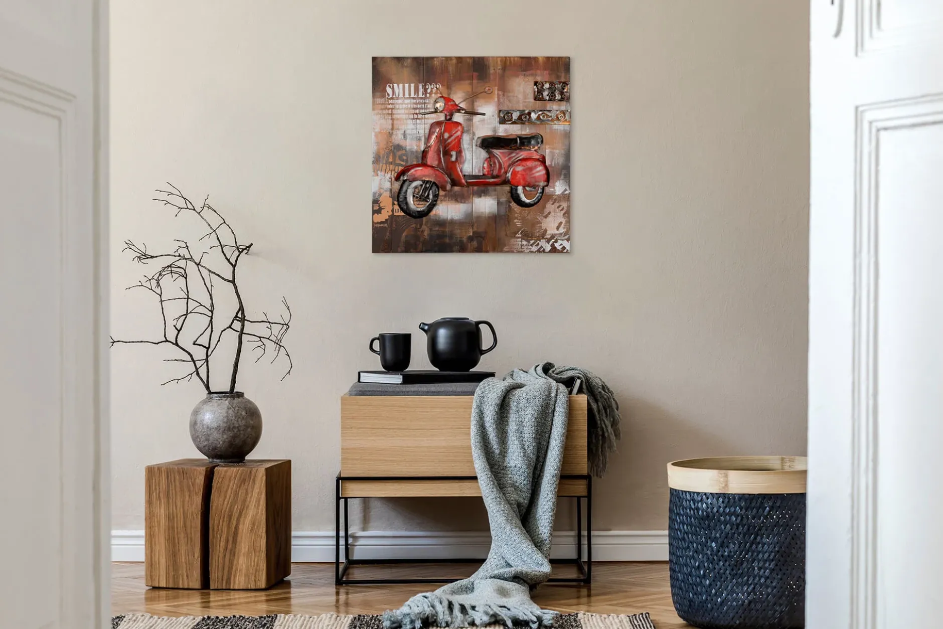 3D Wandbild 'Retro Motorroller' 80x80x6,5cm