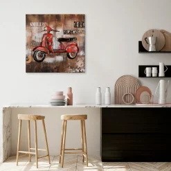 3D Wandbild 'Retro Motorroller' 80x80x6,5cm