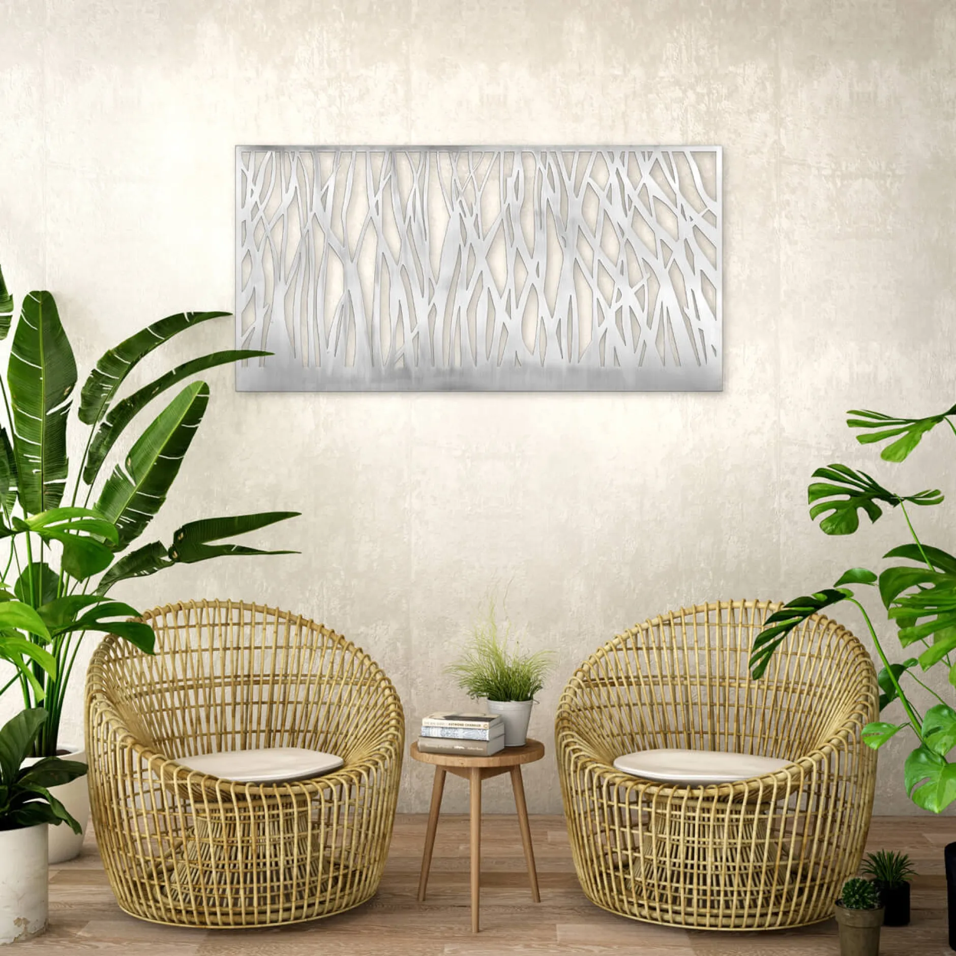 Garten Wandskulptur 'Stilles Schattenspiel' 120x60x3cm