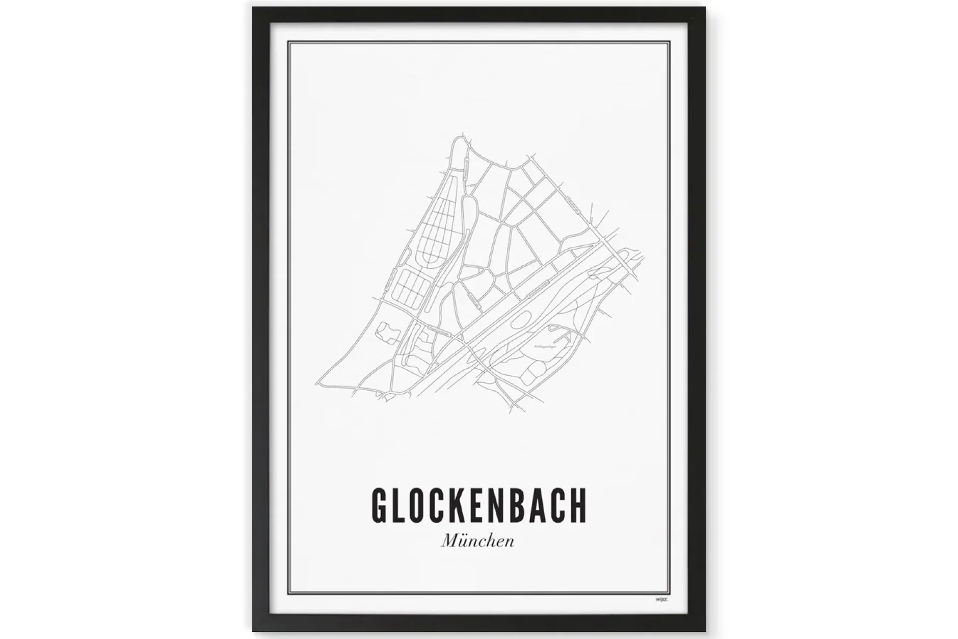 Gerahmtes Karten-Poster 'Oberhalb Glockenbachs' 21x30cm