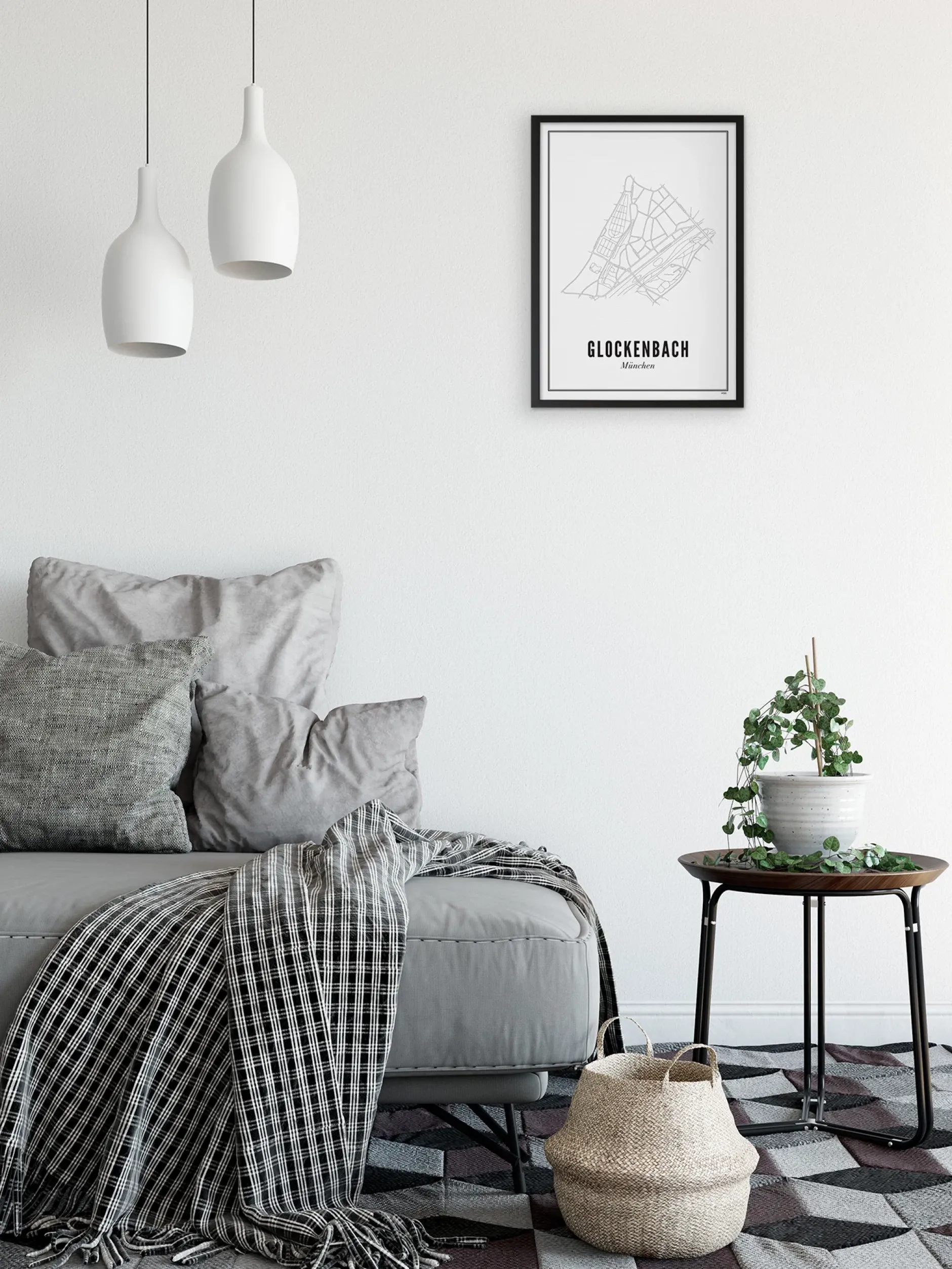 Gerahmtes Karten-Poster 'Oberhalb Glockenbachs' 21x30cm