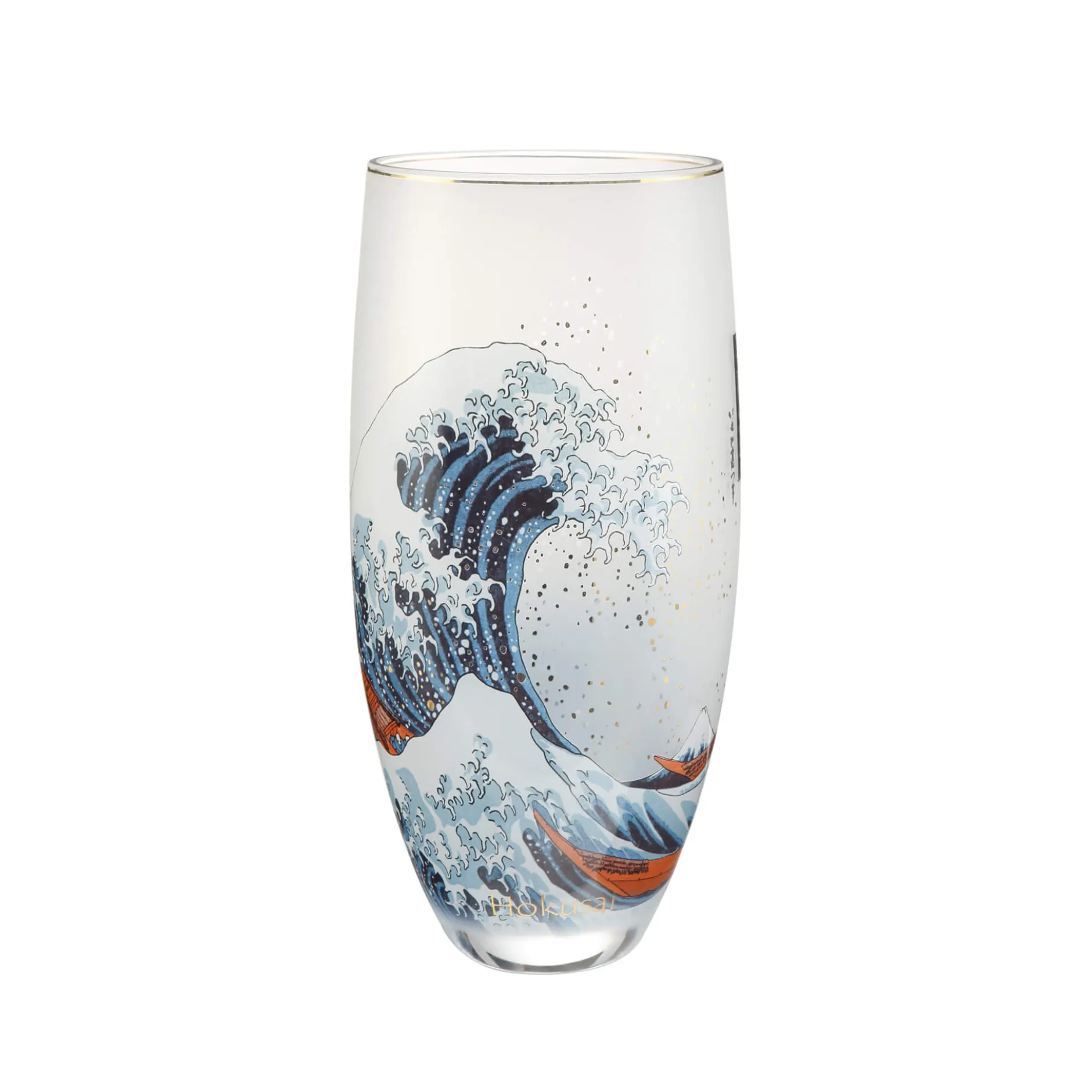 Glas Vase 'Kanagawa Wave' von Katsushika Hokusai 14,5x30x14,5cm