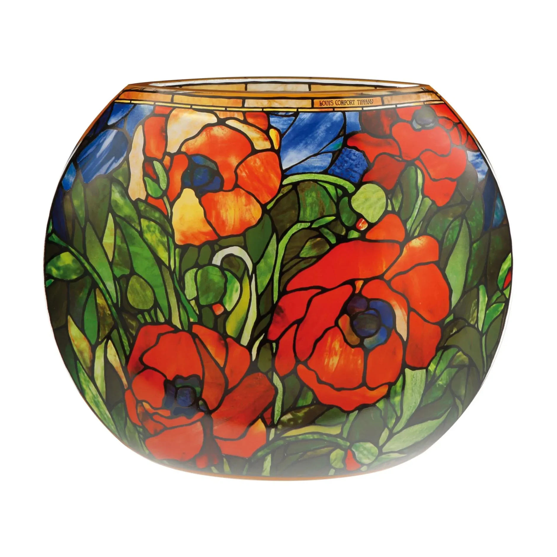 Glas Vase 'Poppy Symphony' von Louis Comfort Tiffany 10x22x26cm