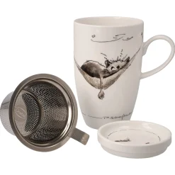 Goebel Teetasse mit Sieb und Deckel 'Mittagspause'