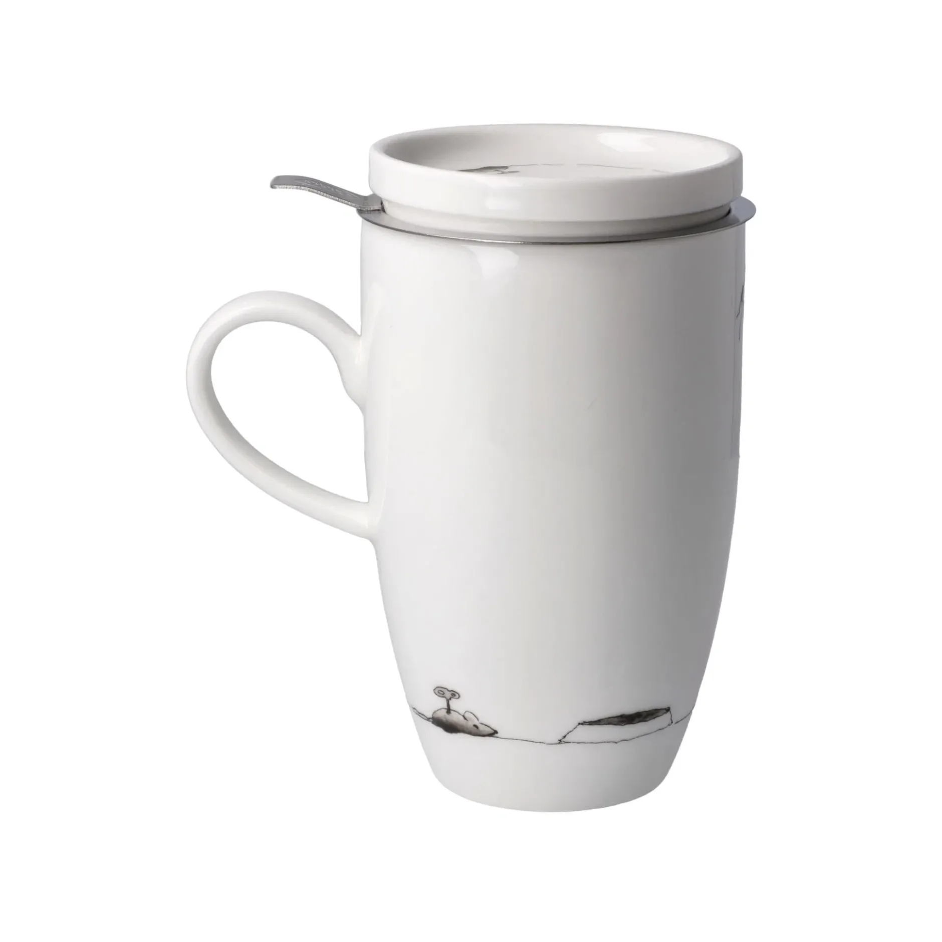 Goebel Teetasse mit Sieb und Deckel 'Mittagspause'