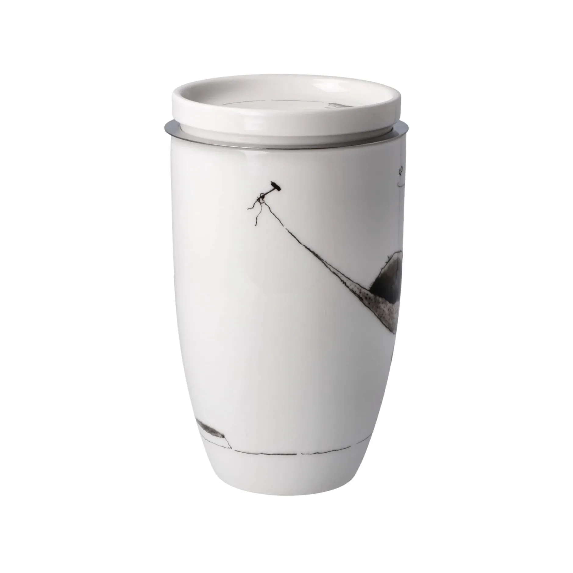 Goebel Teetasse mit Sieb und Deckel 'Mittagspause'