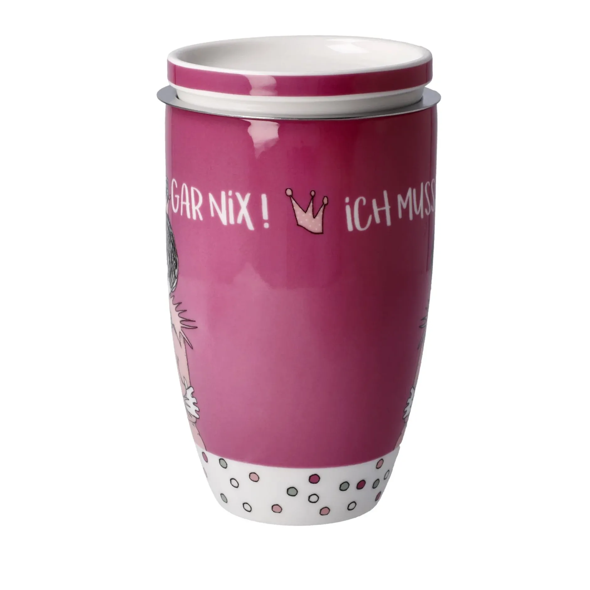 Goebel Teetasse mit Sieb und Deckel 'Gar Nix'