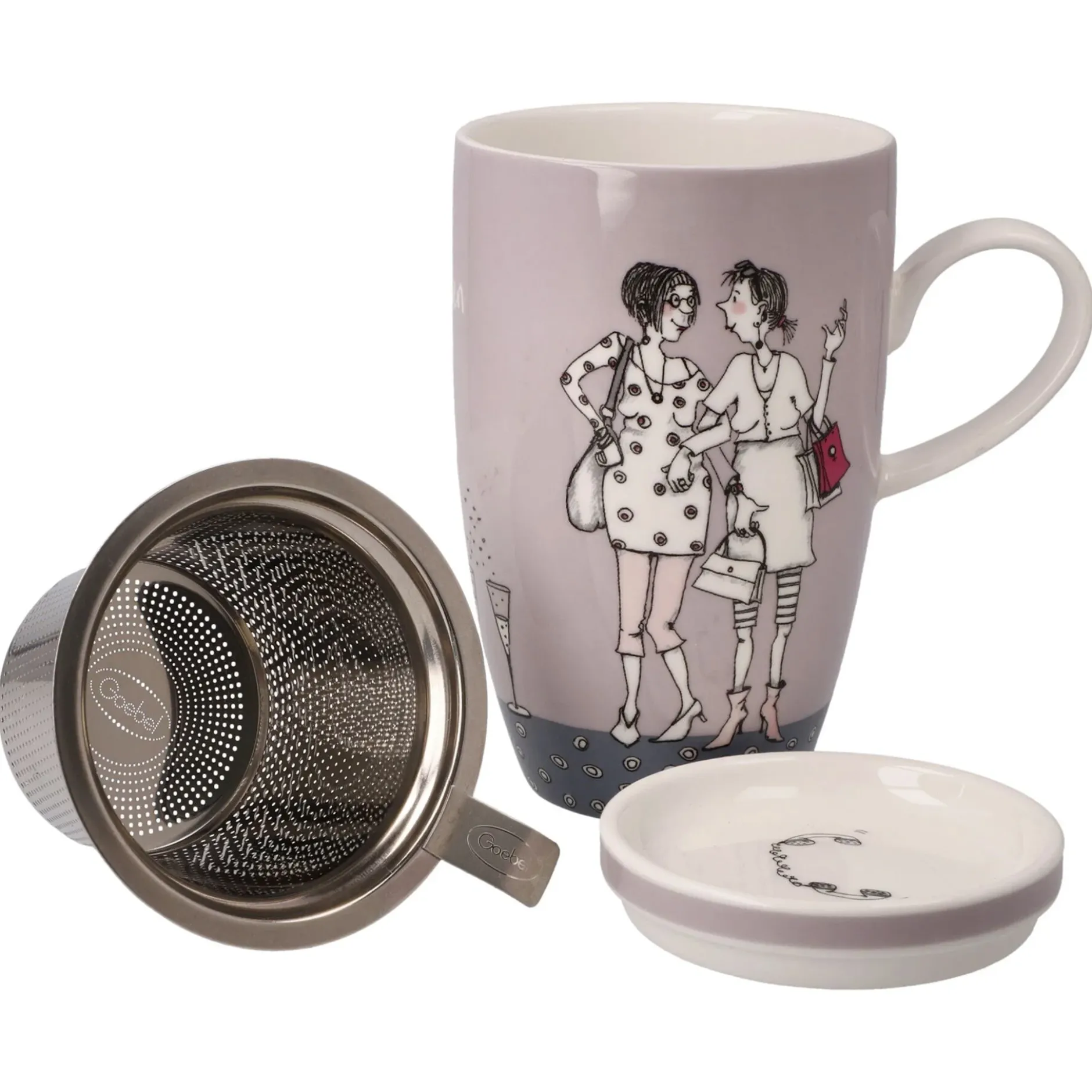 Goebel Teetasse mit Sieb und Deckel 'Freundinnen'