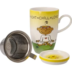 Goebel Teetasse mit Sieb und Deckel 'Eat Chill Love'