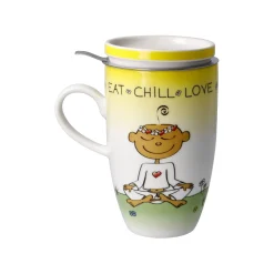 Goebel Teetasse mit Sieb und Deckel 'Eat Chill Love'