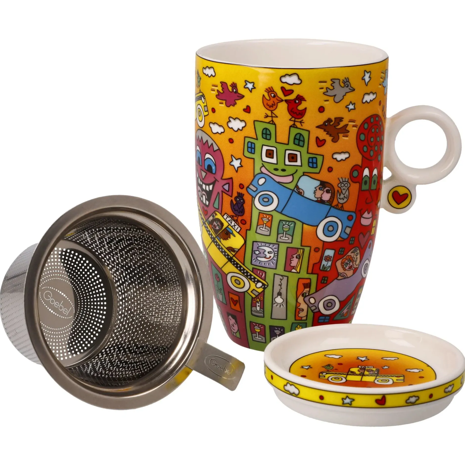 Goebel Teetasse mit Sieb und Deckel 'Around Traffic'