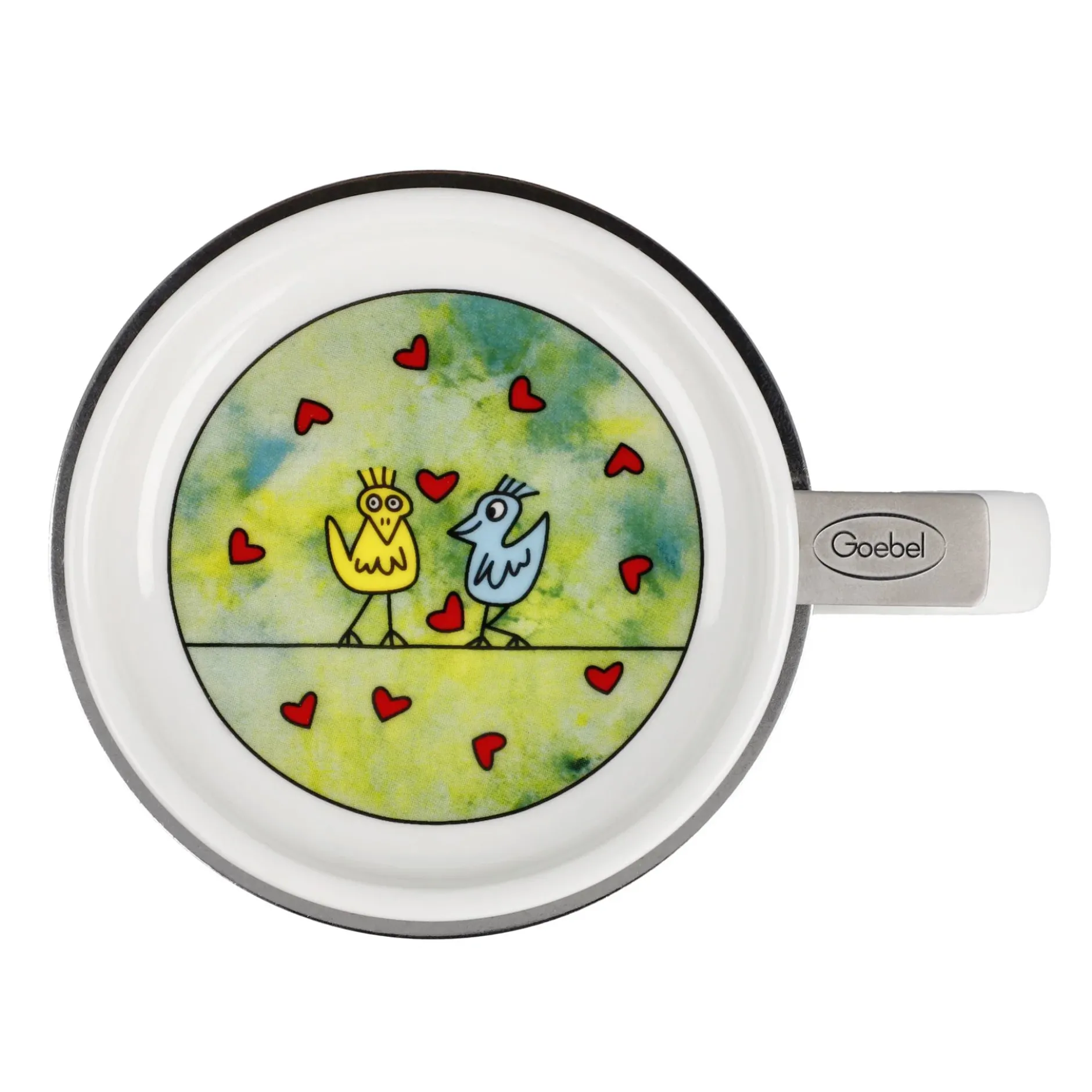 Goebel Teetasse mit Sieb und Deckel 'Birds on a Love Wire'