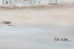 Handbemalter Kunstdruck 'Little Port Town' 150x50cm