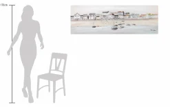 Handbemalter Kunstdruck 'Little Port Town' 150x50cm