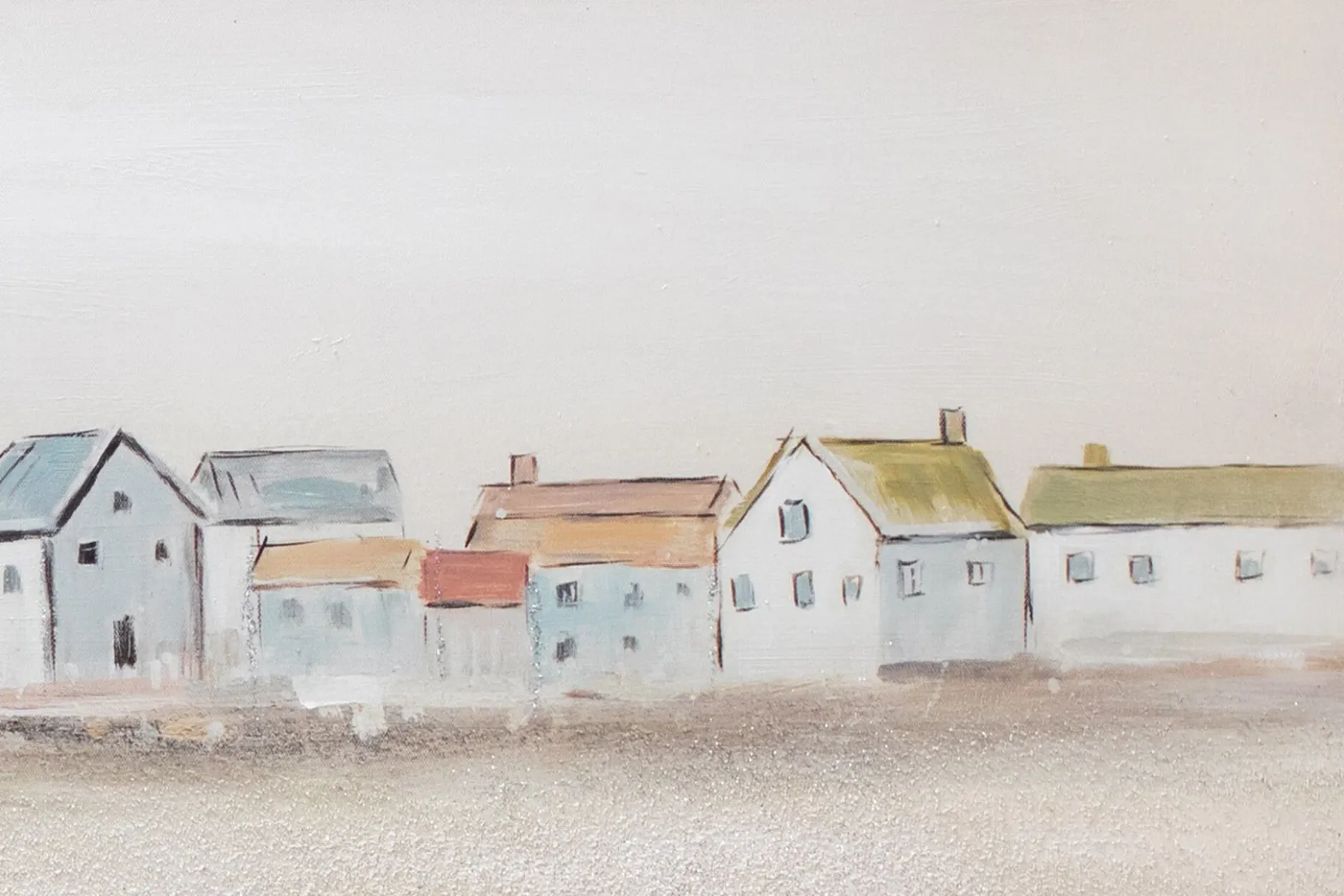 Handbemalter Kunstdruck 'Little Port Town' 150x50cm