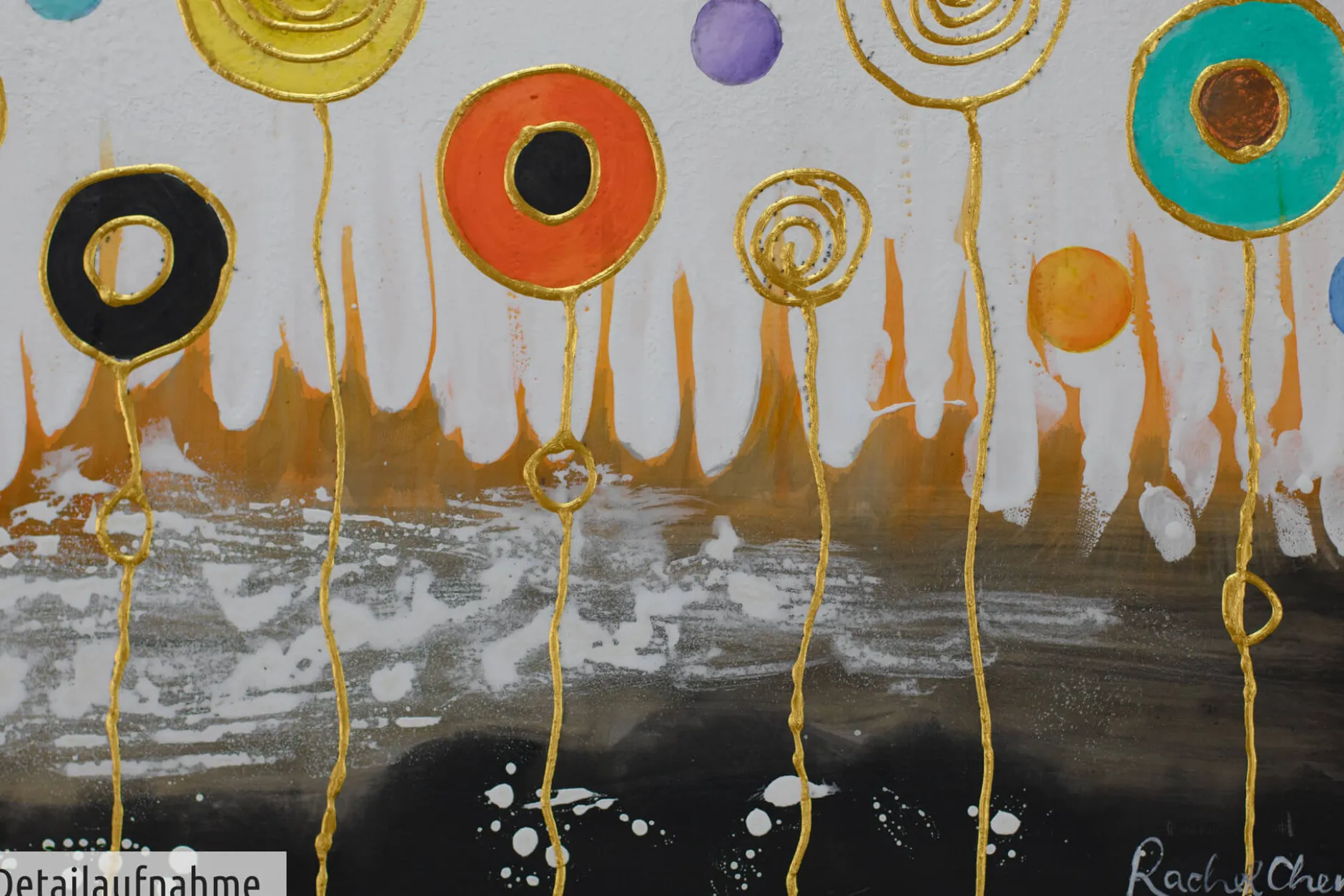 Handgemaltes Gemälde 'Aerial Flowers' 120x40cm | inkl. Echtheitszertifikat