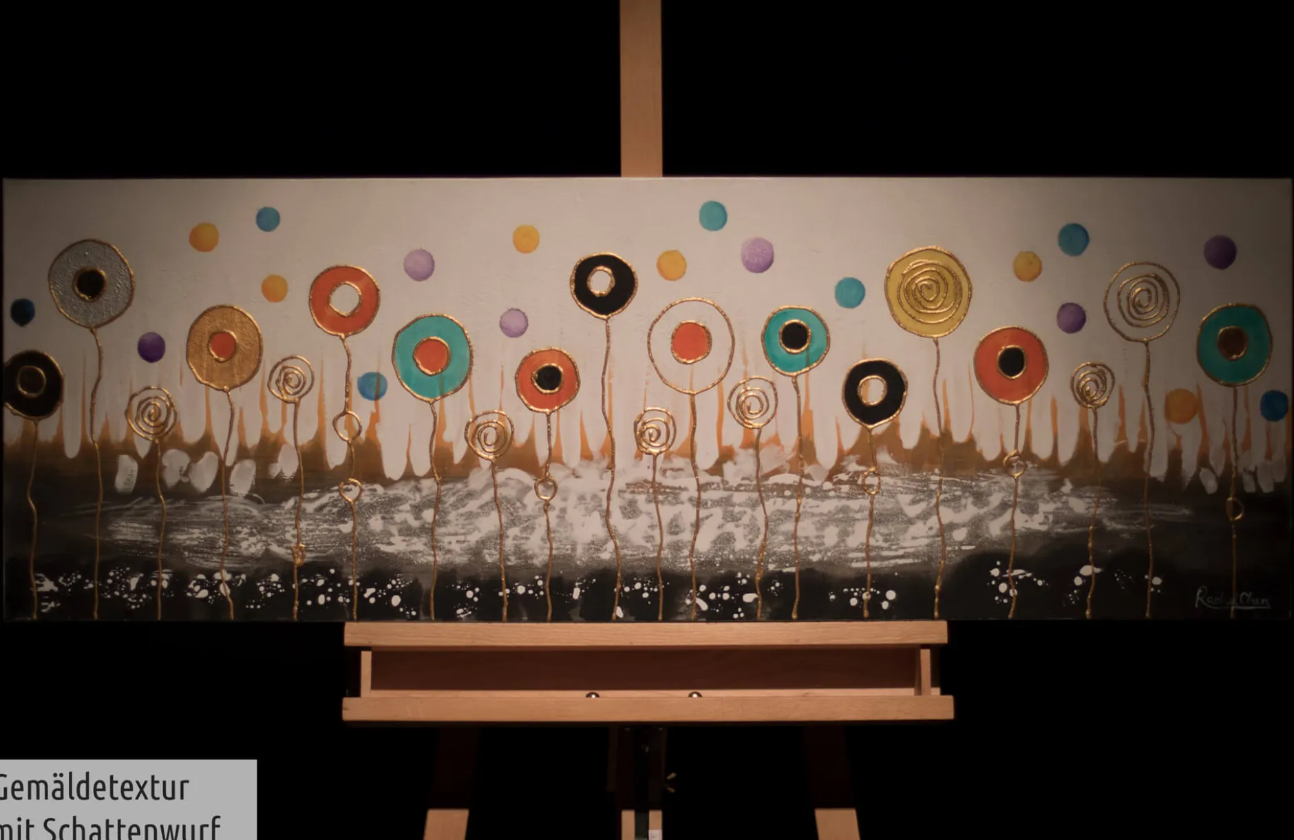 Handgemaltes Gemälde 'Aerial Flowers' 120x40cm | inkl. Echtheitszertifikat