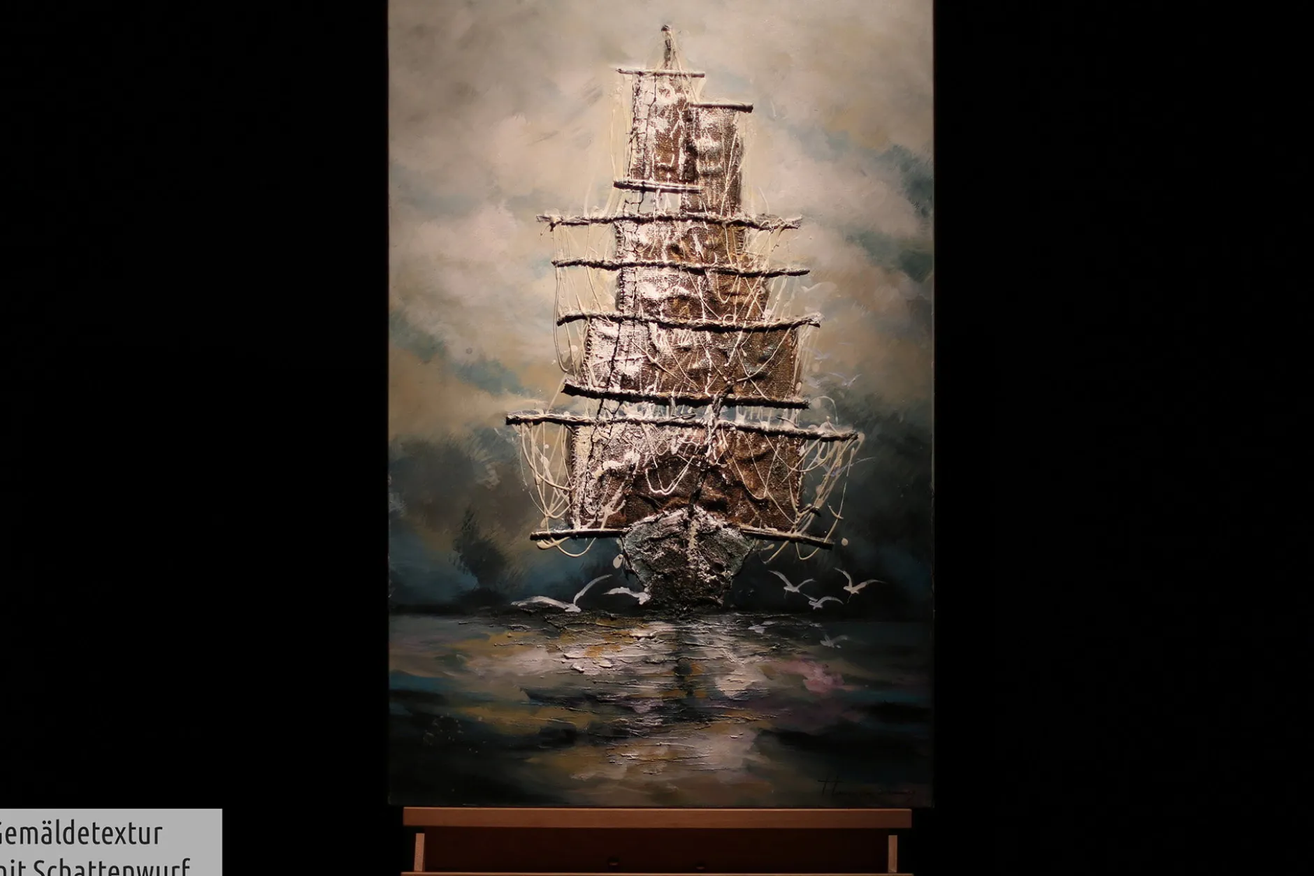 Handgemaltes Gemälde 'Ahoi Piratenschiff' 60x90cm | inkl. Echtheitszertifikat