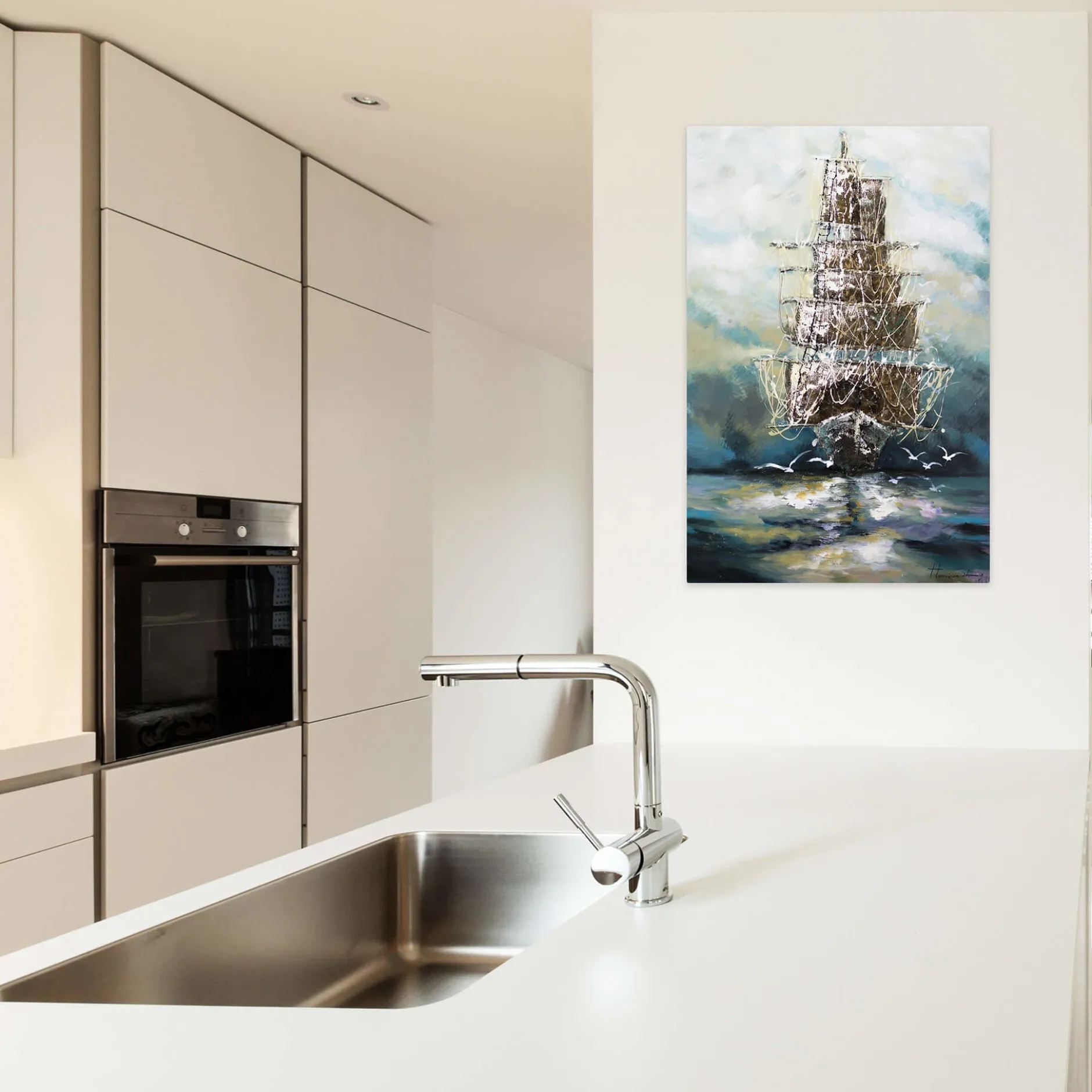 Handgemaltes Gemälde 'Ahoi Piratenschiff' 60x90cm | inkl. Echtheitszertifikat