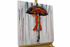 Handgemaltes Gemälde 'Alice im Regen' 60x60cm | inkl. Echtheitszertifikat