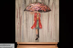 Handgemaltes Gemälde 'Alice im Regen' 60x60cm | inkl. Echtheitszertifikat