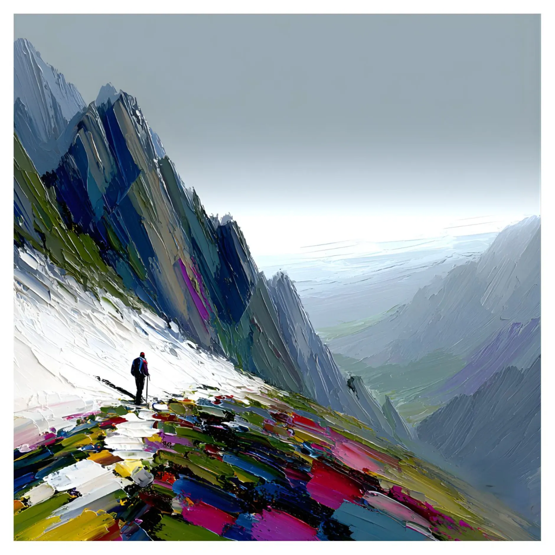 Handgemaltes Gemälde 'Alpenblick' | Echtheitszertifikat inklusive