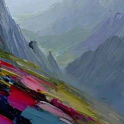 Handgemaltes Gemälde 'Alpenblick' | Echtheitszertifikat inklusive