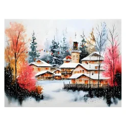 Handgemaltes Gemälde 'Alpenchalet' | Echtheitszertifikat inklusive